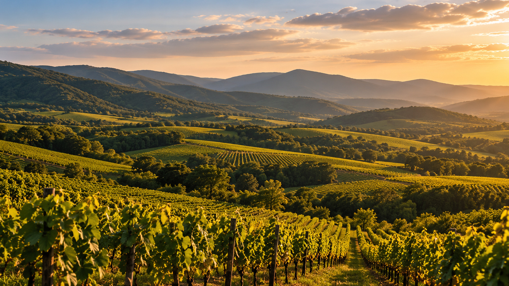 Tokaj-Hegyalja hangulatát idéző szőlőhegyi tájkép